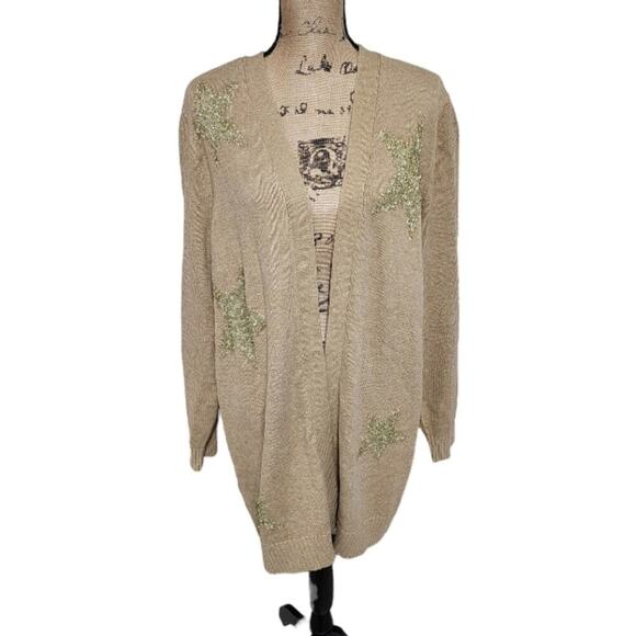 Lane Bryant Gold Star Patterned Cardigan Sweater Plus Size 22/24 new! - Picture 2 of 9